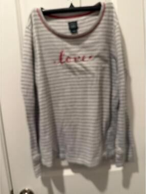 Hanes Women's Cozy Striped Pajama Set with 'Love' Detail